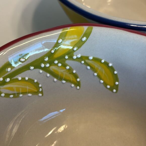 Over and Back Set Of 3 Primavera Hand Painted Soup Cereal Bowls - Picture 9 of 12